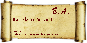 Burián Armand névjegykártya