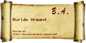 Burián Armand névjegykártya